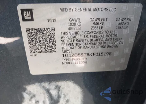 2019 Chevrolet Malibu 1Ls from USA, damaged, VIN 1G1ZB5ST8KF115198